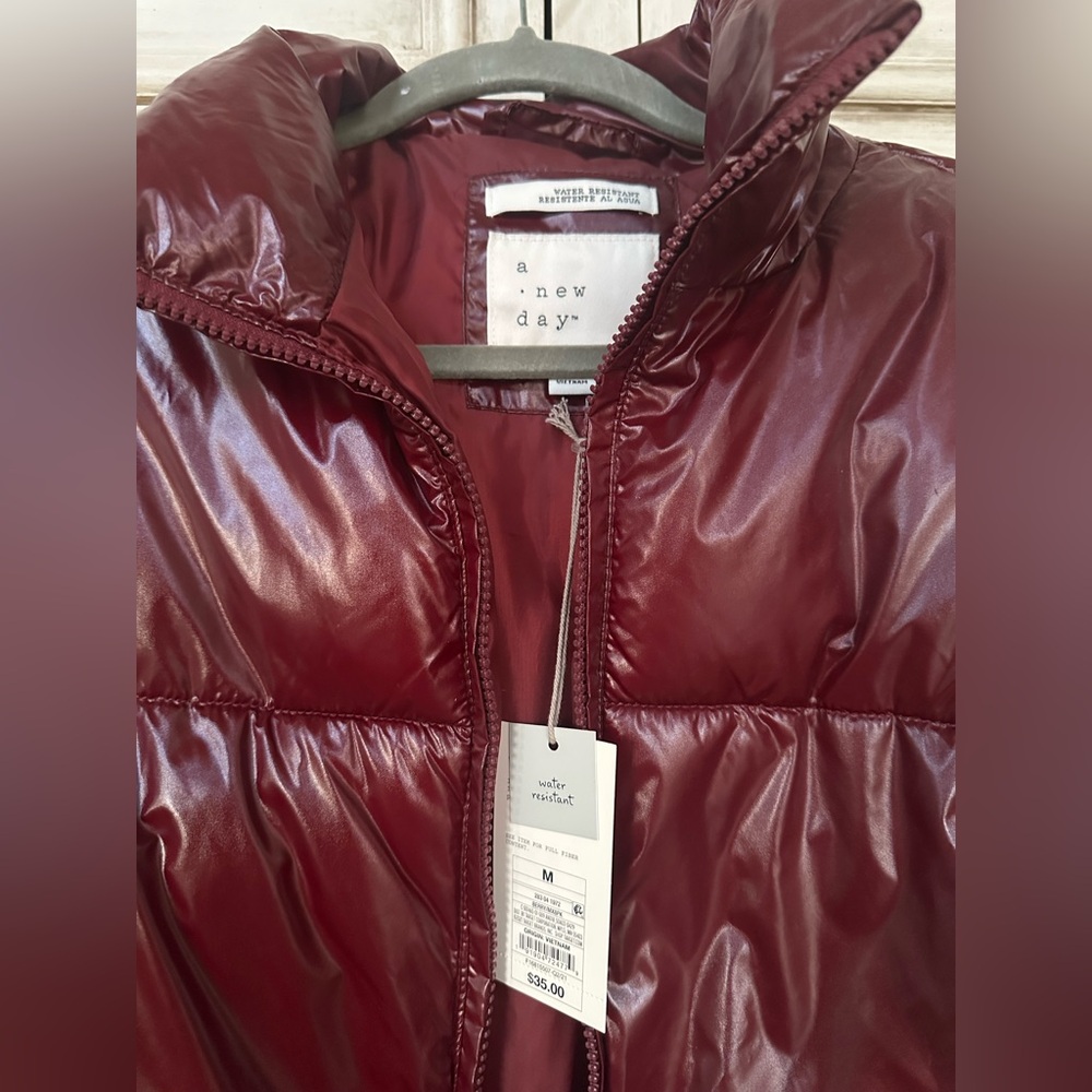 a new day Glossy Maroon Puffer Jacket - Picture 2 of 3